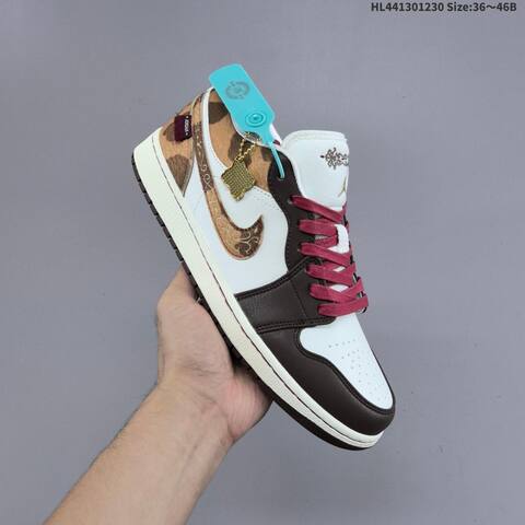 Jordan Air Jordan 1 Low Year Of The Horse White Brown Gold Burgundy EU 36-46 Basketball - Unisex (BS-67188)