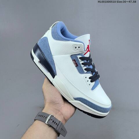 Jordan Air Jordan 3 White Denim Blue Navy Red 36 47 5 Basketball - Unisex BS-65933