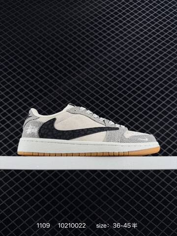 Jordan Air Jordan 1 Low Travis Scott Stussy Supreme Custom Beige Brown Grey Red White EU 36-45 Skate Shoe - Unisex (BS-80317)