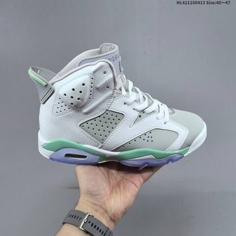 Jordan Air Jordan 6 Retro White Grey With Mint Green And Icy Purple Accents 40 47 Basketball - Men's (BS-66201)