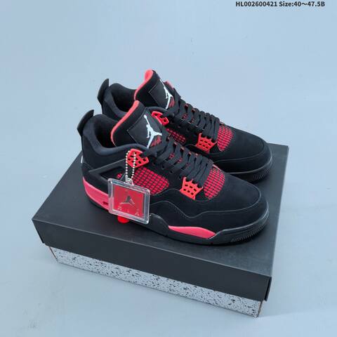 Jordan Air Jordan 4 Retro Black Red 40 47 5 Basketball - Men's (BS-66102)