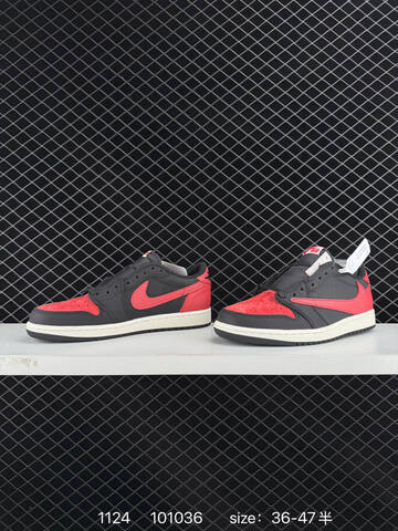 Jordan Air Jordan 1 Low OG SP Travis Scott Black Red Sail EU 36-47 Sneaker - Unisex BS-80203