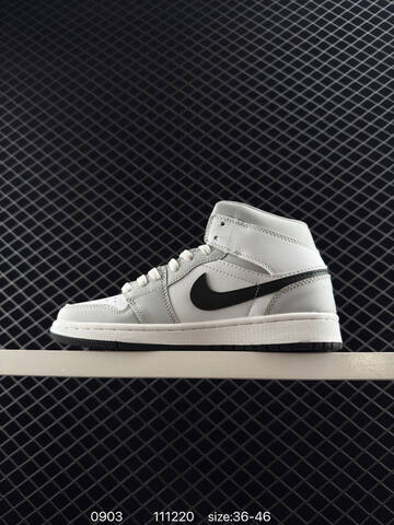 Jordan Air Jordan 1 Mid Light Grey White Black EU 36-46 Basketball Shoe - Unisex BS-80773
