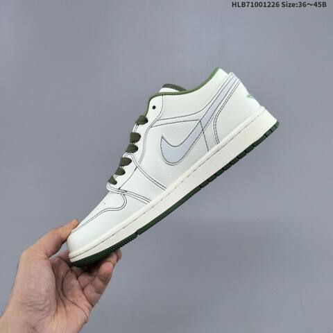 Nike Air Jordan 1 Low White Olive Green EU 36 45 Casual - Unisex (BS-67251)