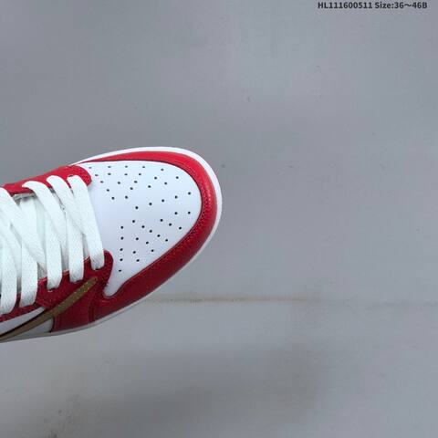 Nike Air Jordan 1 Low White Red Gold 36 46B Casual - Women's (BS-65994)