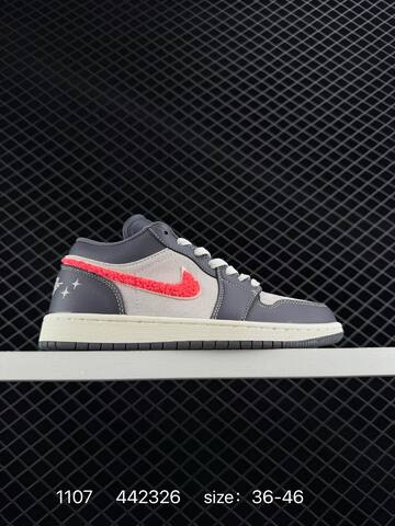 Jordan Air Jordan 1 Low Dark Grey Light Grey Bright Red Off White EU 36-46 Sneaker - Unisex (BS-80326)