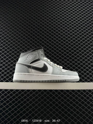 Jordan Air Jordan 1 Mid Black White Gold Light Grey EU 36-47 Basketball Shoe - Unisex BS-80901