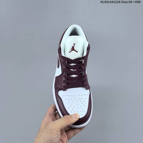 Jordan Air Jordan 1 Low White And Team Red Burgundy 36 45 Casual - Unisex (BS-67260)