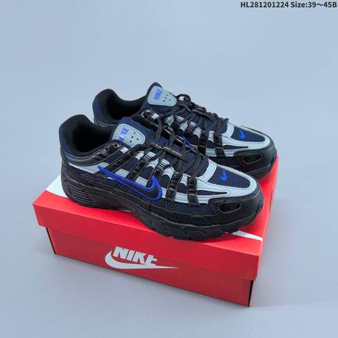 Nike P-6000 Black Silver White Blue EU 39-45 Running Shoe - Unisex BS-62484