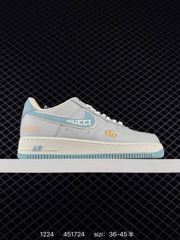 Nike Air Force 1 07 White Gray Green Red With Louis Vuitton And Gucci-style Accents 36-45 Lifestyle - Unisex (BS-73518)