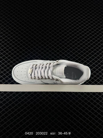 Nike Air Force 1 Triple White NOCTA x Chrome Hearts Custom With Metallic Silver Eyelets Lace Lock Love You Forever Embossed Heel Also All-black Variant With Rhinestone Swoosh And Heel Detailing EU 36-45 Half Sizes Available Lifestyle - Unisex BS-71983