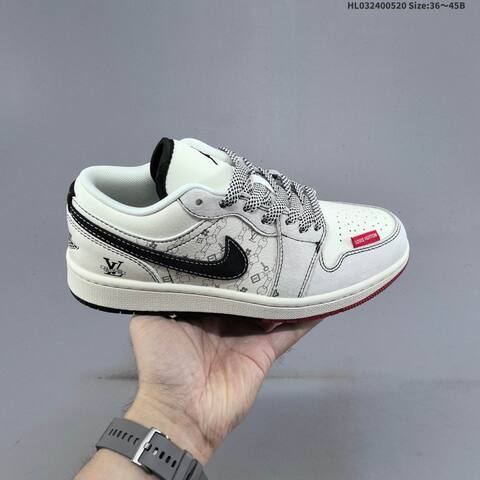 Jordan Air Jordan 1 Low White Black Red EU 36 45 Basketball - Unisex (BS-65909)