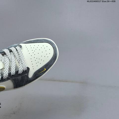 Nike Air Jordan 1 Low Grey White Gold 36 45B Basketball - Women's (BS-65937)