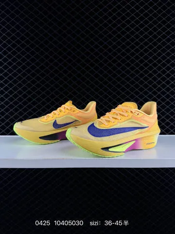 Nike Zoom Fly 6 Laser Orange With Racer Blue Swoosh Volt Outsole Accents Sail Midsole Magenta Gradient Details EU 36-45 Half Sizes Available Running - Unisex BS-71867