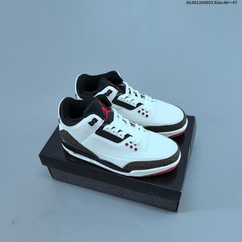 Jordan Air Jordan 3 White Black Cement Grey Red EU 40-47 Basketball - Men's (BS-65817)
