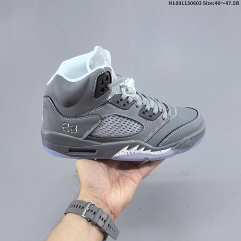 Jordan Air Jordan 5 Retro Wolf Grey White 40 47 5 Basketball - Men's (BS-65820)
