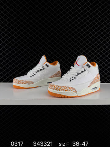 Jordan Air Jordan 3 Retro White Orange Sail Red Grey EU 36-47 Basketball Shoe - Unisex BS-79650