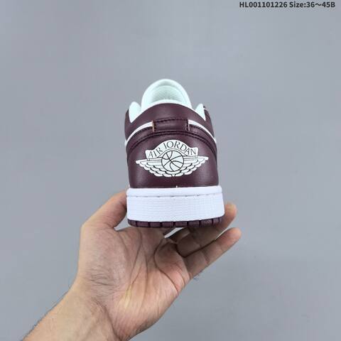 Jordan Air Jordan 1 Low White And Team Red Burgundy 36 45 Casual - Unisex (BS-67260)