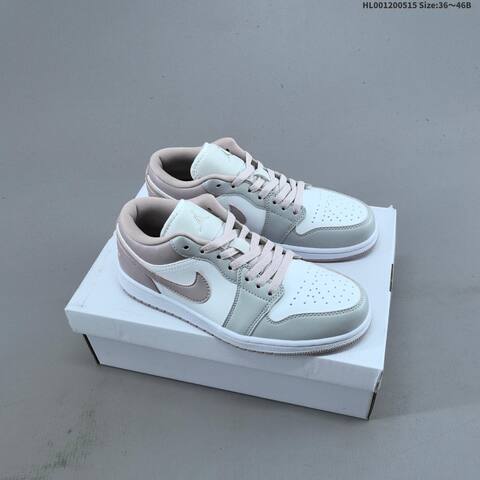 Jordan Air Jordan 1 Low White Pale Pink Light Grey 36 46 Casual - Unisex (BS-65970)