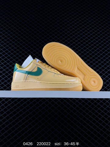 Nike Air Force 1 07 LV8 Two Colorways 1 Patent Dark Slate Blue With Purple Swoosh Navy Midsole Volt Outsole Laces 2 Patent Golden Yellow With Green Swoosh Yellow Midsole Gum Outsole EU 36-45 Half Sizes Available Lifestyle - Unisex (BS-71857)