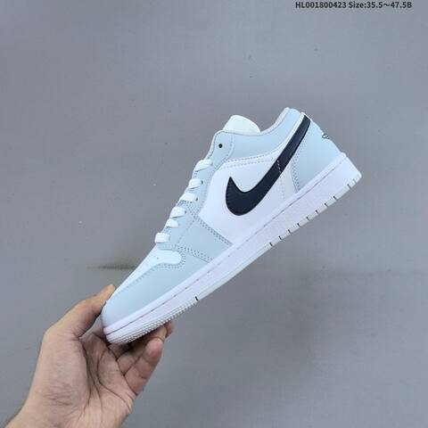 Jordan Air Jordan 1 Low White Light Grey Black 35 5-47 5 Casual - Unisex (BS-66073)