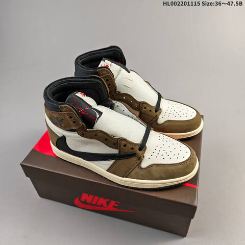 Jordan Travis Scott x Air Jordan 1 High OG TS SP Sail Dark Mocha Black EU 36-47 5 Basketball - Unisex (BS-63678)