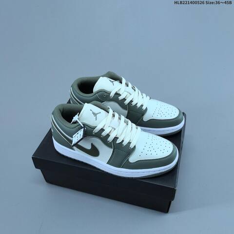 Nike Air Jordan 1 Low Olive Green Grey White EU 36 45 Casual - Unisex (BS-65868)