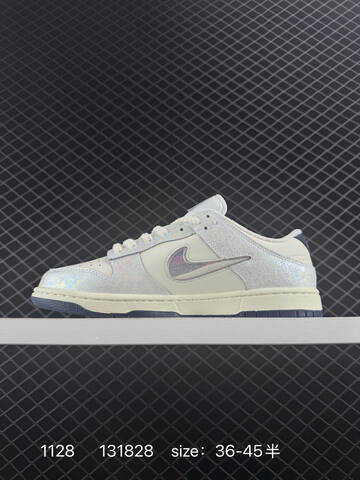 Nike SB Dunk Low Pro White Iridescent Silver Navy EU 36-45 5 Skate - Unisex (BS-73956)