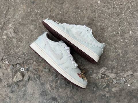 Jordan Air Jordan 1 Retro Low OG CNY IQ1108-011 Light Blue White Sail Brown Gold Sneaker BS-87193