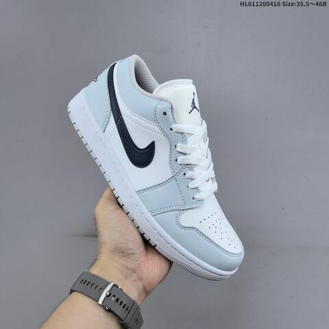 Jordan Air Jordan 1 Low White Light Grey Black 35 5-46 Casual - Unisex BS-66171