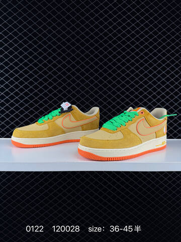 Nike Air Force 1 07 Low Tan Beige Orange With Green Laces EU 36-45 5 Lifestyle - Unisex (BS-73029)