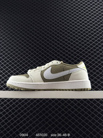 Jordan Travis Scott x Air Jordan 1 Low Golf Sail Olive Black White Neon EU 36-46 Sneaker - Unisex (BS-80769)