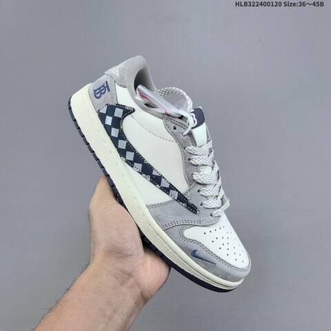 Nike Air Jordan 1 Low White Grey Navy 36 45 Basketball - Unisex (BS-66910)