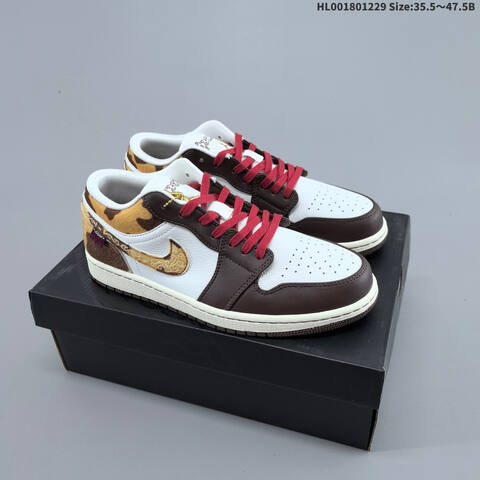 Air Jordan Air Jordan 1 Low White Brown Gold Red 35 5 47 5 Lifestyle - Unisex (BS-67208)
