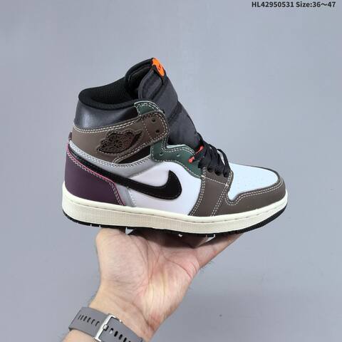 Jordan Air Jordan 1 Retro High OG Black White Gray Purple 36 47 Casual - Unisex BS-65835