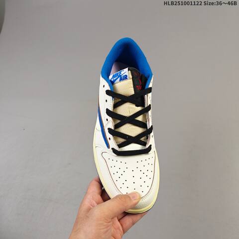 Nike Air Jordan 1 Low x Travis Scott White Blue Cream Black 36 46B Lifestyle - Women's (BS-63241)