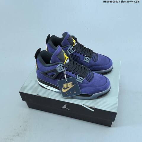 Jordan Air Jordan 4 Retro OG Imperial Purple Black Grey Yellow 40 47 5 Basketball - Men's (BS-65941)