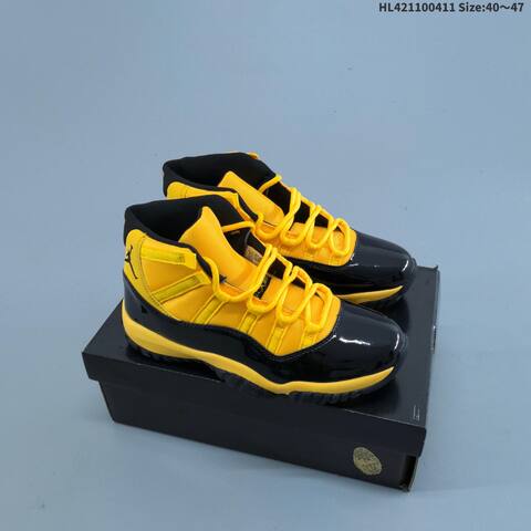 Jordan Air Jordan 11 Retro High Black And Yellow 40 47 Basketball - Men's (BS-66235)