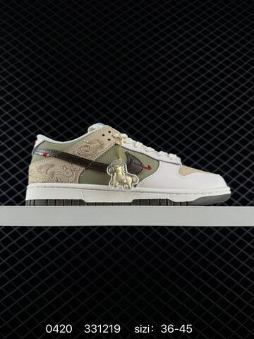 Nike SB Dunk Low IQ1118-220 CNY Pegasus Pack White Olive Green Khaki Dark Brown With Red Accents EU 36-45 Skate - Unisex (BS-71976)