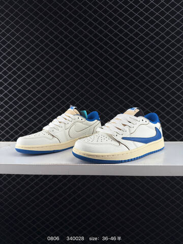 Jordan Air Jordan 1 Low OG Fragment Design x Travis Scott Sail Blue Cream White EU 36-46 Sneaker - Unisex BS-80964