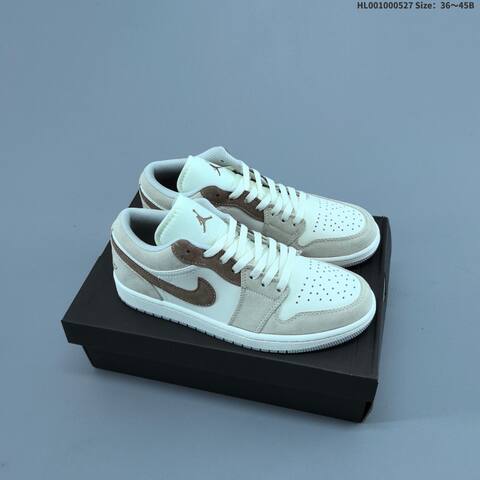 Jordan Air Jordan 1 Low White Beige Brown 36 45B Casual - Women's (BS-65860)