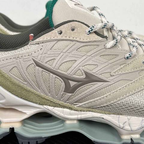 Mizuno Wave Prophecy LS D1 GA238701 Beige Off White Sage Green Teal Running Shoe Running Sneakers (BS-86777)