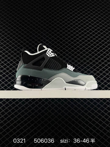 Jordan Air Jordan 4 Retro Black Grey Green White EU 36-46 Basketball Shoe - Unisex BS-79636