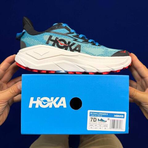 HOKA Challenger 8 Blue Black White Red Trail Shoe Trail Running Sneakers BS-86849