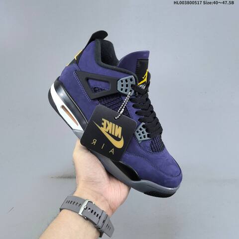 Jordan Air Jordan 4 Retro OG Imperial Purple Black Grey Yellow 40 47 5 Basketball - Men s BS-65941