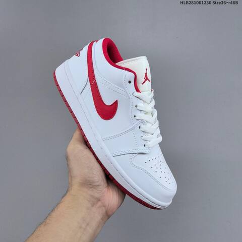 Jordan Air Jordan 1 Low White Red 36 46 Casual - Unisex (BS-67178)
