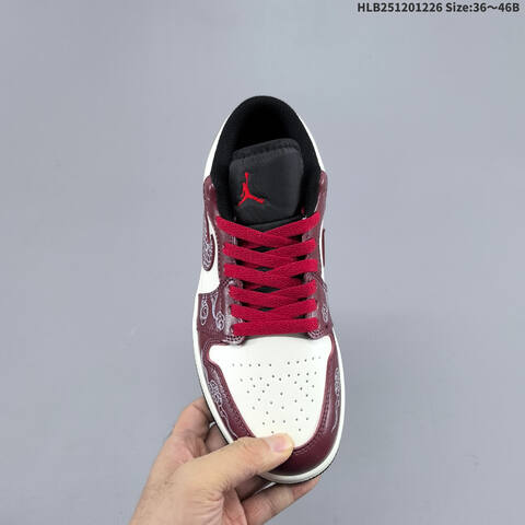 Nike Air Jordan 1 Low White Burgundy Red Black 36 46 Lifestyle - Unisex (BS-67255)