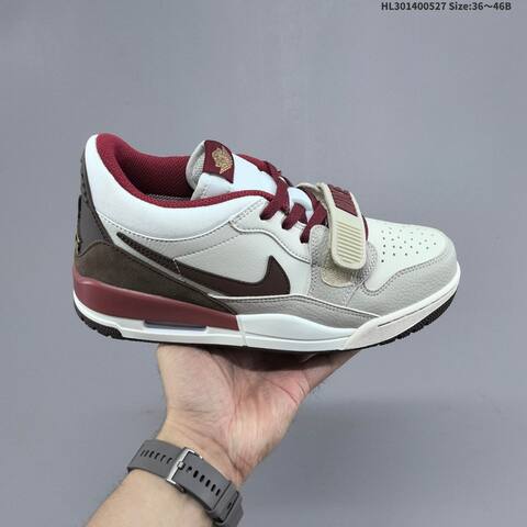 Nike Air Jordan Legacy 312 Low White Grey Burgundy Brown 36 46B Lifestyle - Women's (BS-65856)