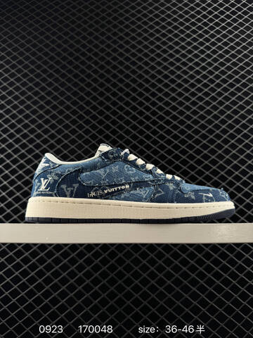Jordan Air Jordan 1 Low Travis Scott Louis Vuitton DIY Blue White Cream Navy EU 36-46 Sneaker - Unisex (BS-80644)