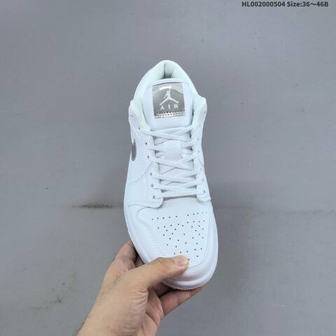 Jordan Air Jordan 1 Low White Metallic Silver 36 46B Casual - Women's (BS-66046)